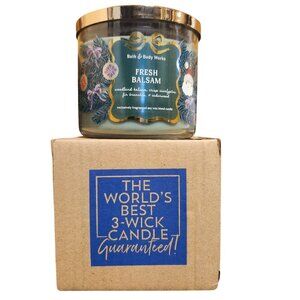 Bath & Body Works Fresh Balsam 3-Wick Candle 25+ Hour Burn Time Soy Blend New